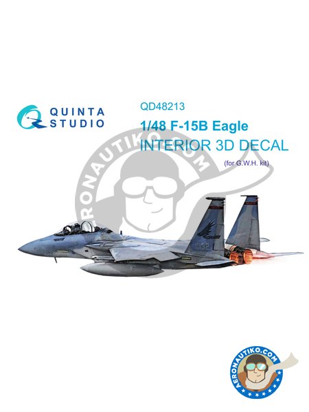 F-15B Eagle interior 3D decals Detail up set in 1/48 scale manufactured by  QUINTA STUDIO (ref. QD48213)